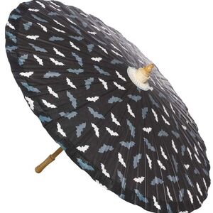 Sourpuss Black and White Bat Parasol